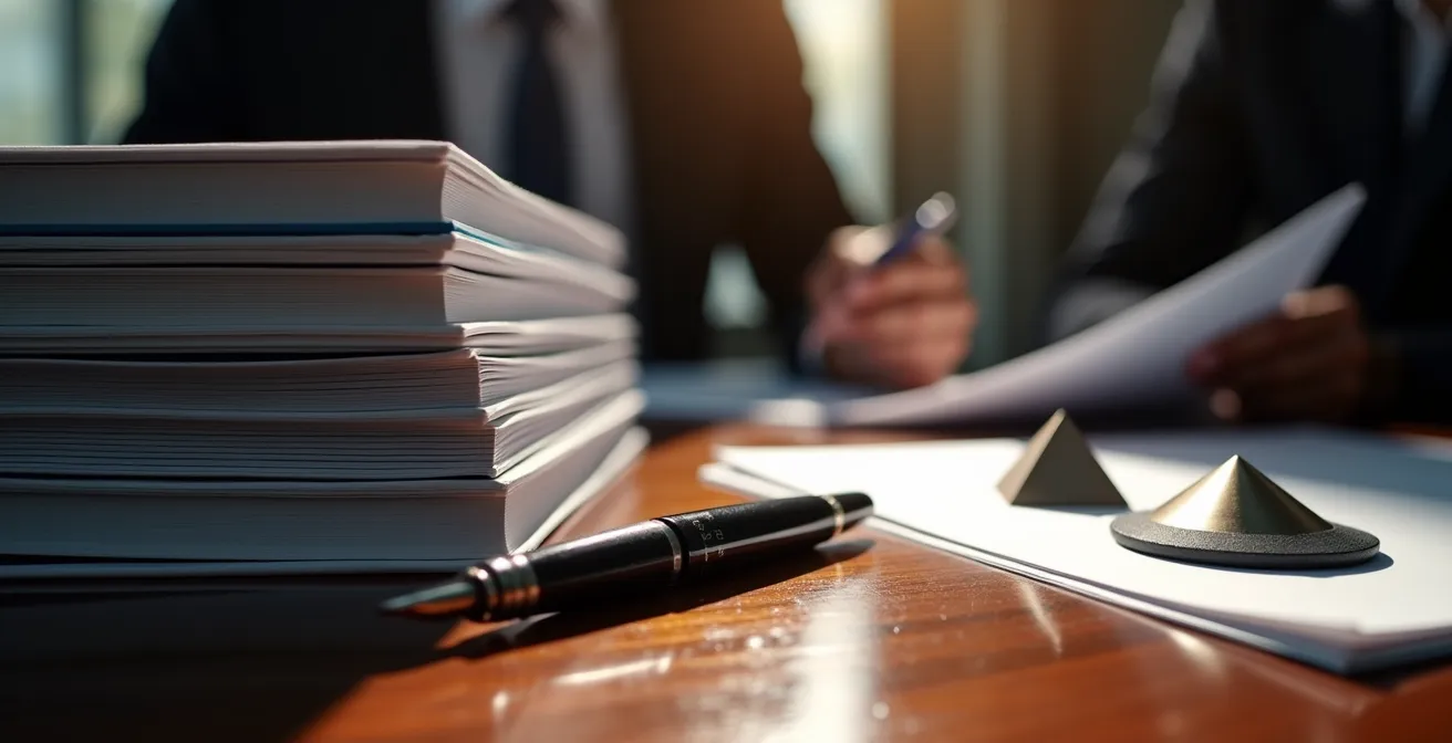 Bureau avec documents de certification et ordinateur portable montrant des graphiques de gestion de projet