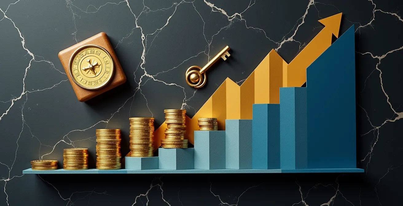 Composition visuelle montrant la répartition d'un portefeuille d'investissement avec pièces d'or suisses et documents financiers