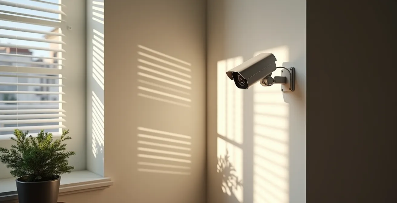Installation sécurisée d'une caméra de surveillance dans un intérieur suisse moderne