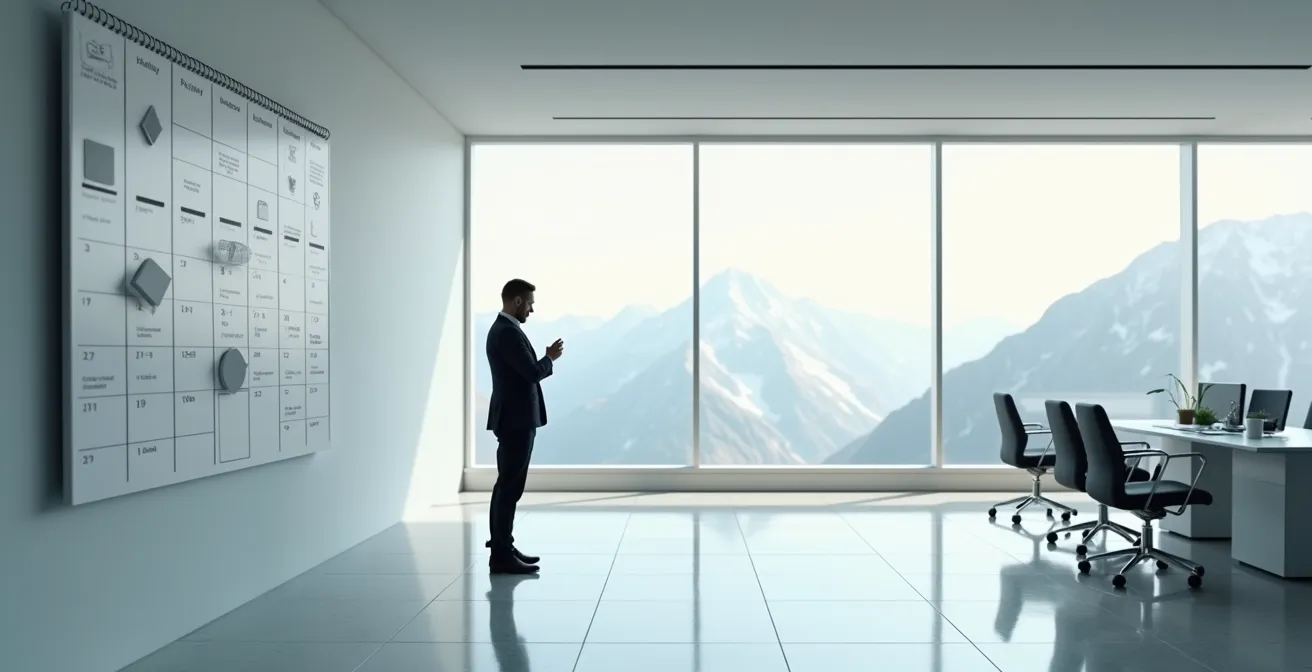 Calendrier minimaliste avec marqueurs temporels pour la relance de candidature